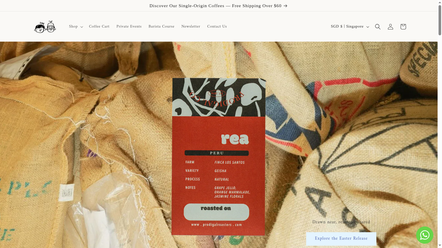 Prodigal Roasters website